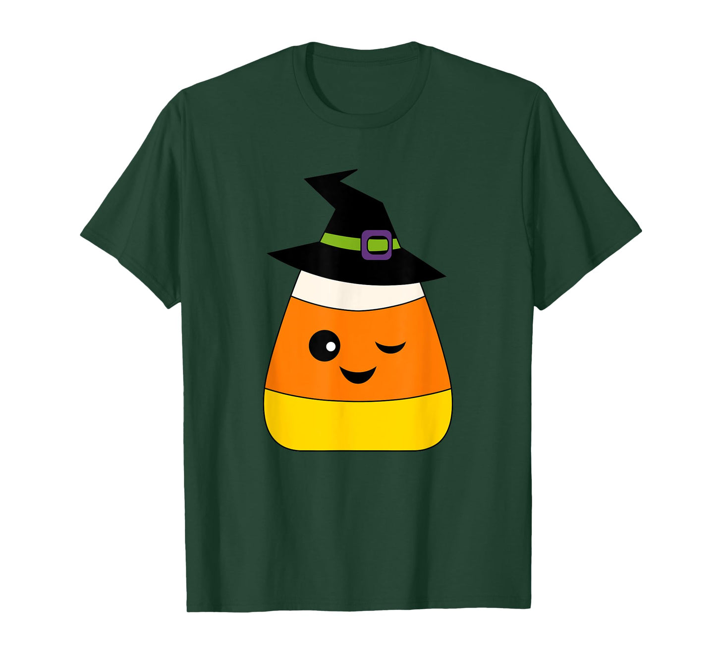 Candy Corn Emoticon Winky Face Witch Funny Halloween T-Shirt