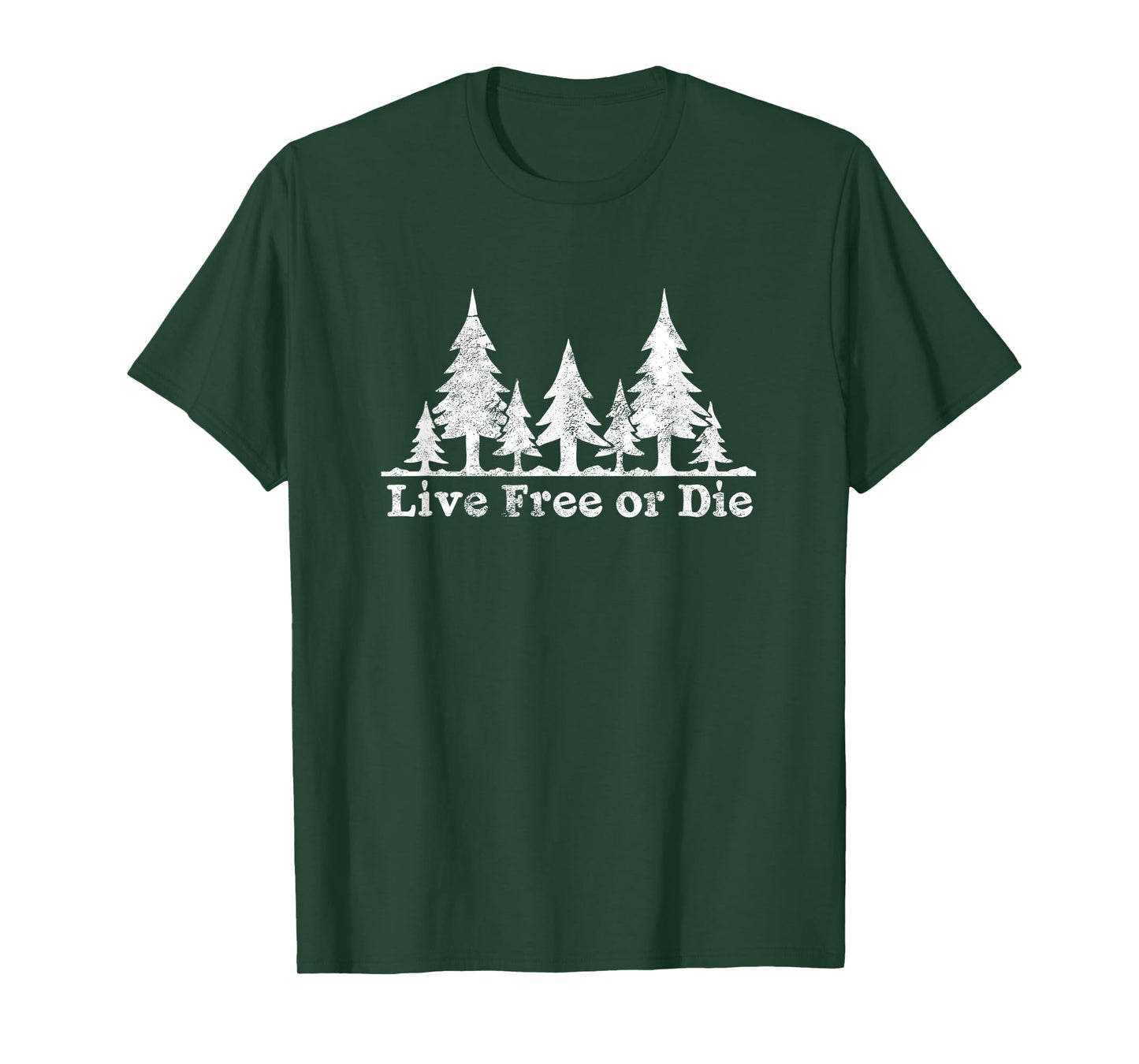 Live Free or Die: Forest trees distressed camp T-shirt T-Shirt
