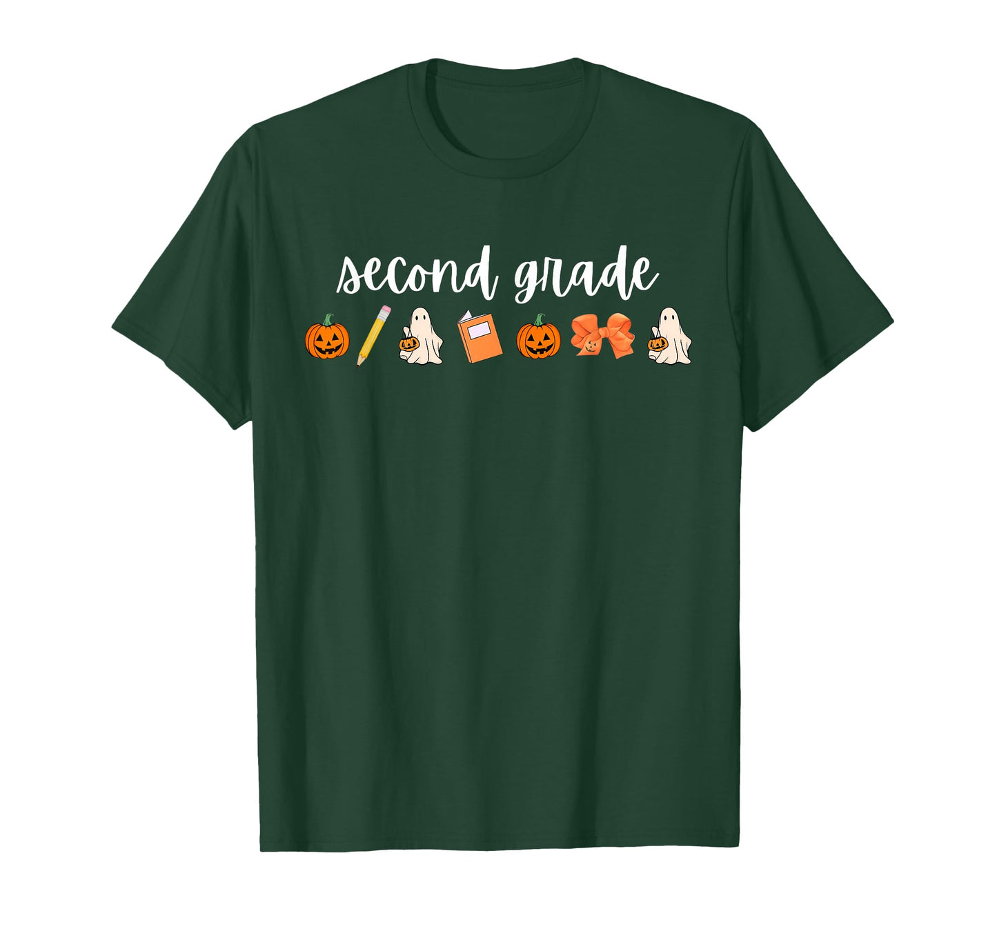 Second Grade Pumpkin Fall Ghost Halloween 2nd Grade Teacher T-Shirt