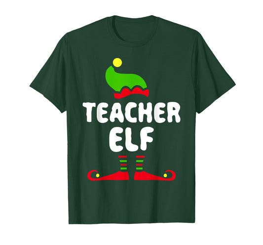 Teacher Elf T-Shirt Matching Elf Teacher Christmas Shirt T-Shirt
