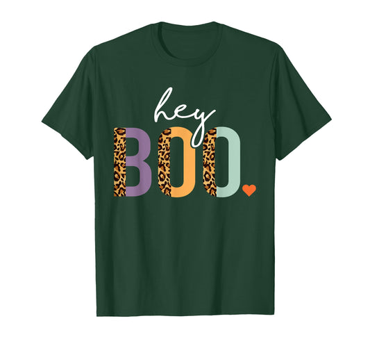 Hey Boo Shirt, Women Halloween Costume, Boo Leopard Girls T-Shirt