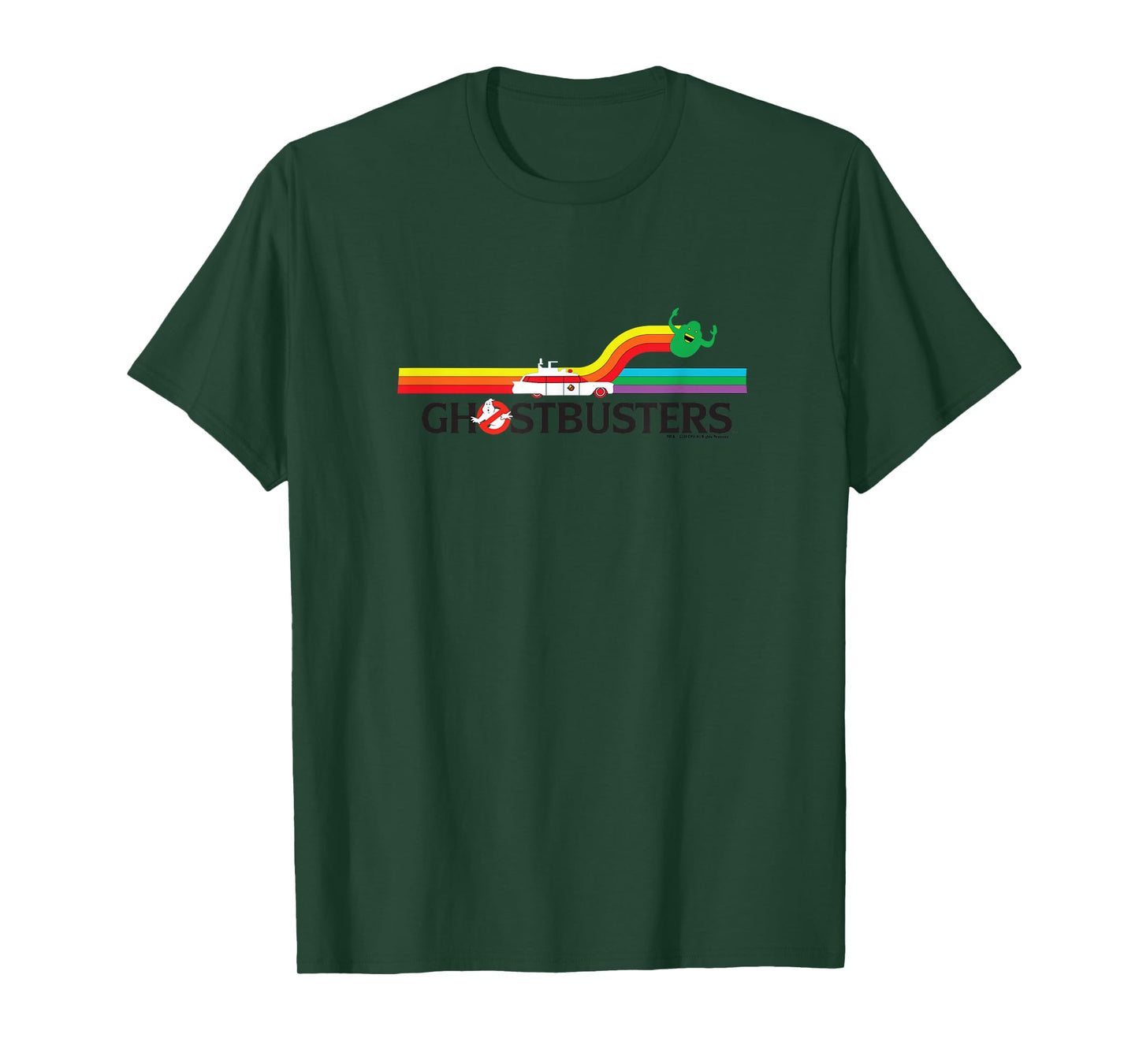 Ghostbusters Rainbow Retro Vintage Slimer Banner Logo T-Shirt