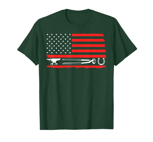 Funny Farrier Gift For Men Cool Farrier Tools American Flag T-Shirt