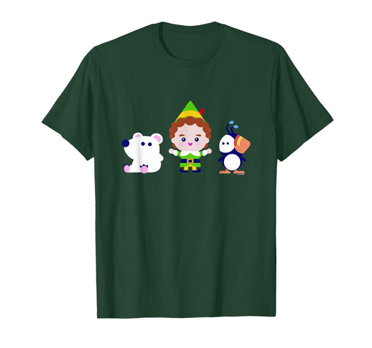 Elf Christmas Polar Bear Buddy and Artic Puffin Best Friends T-Shirt