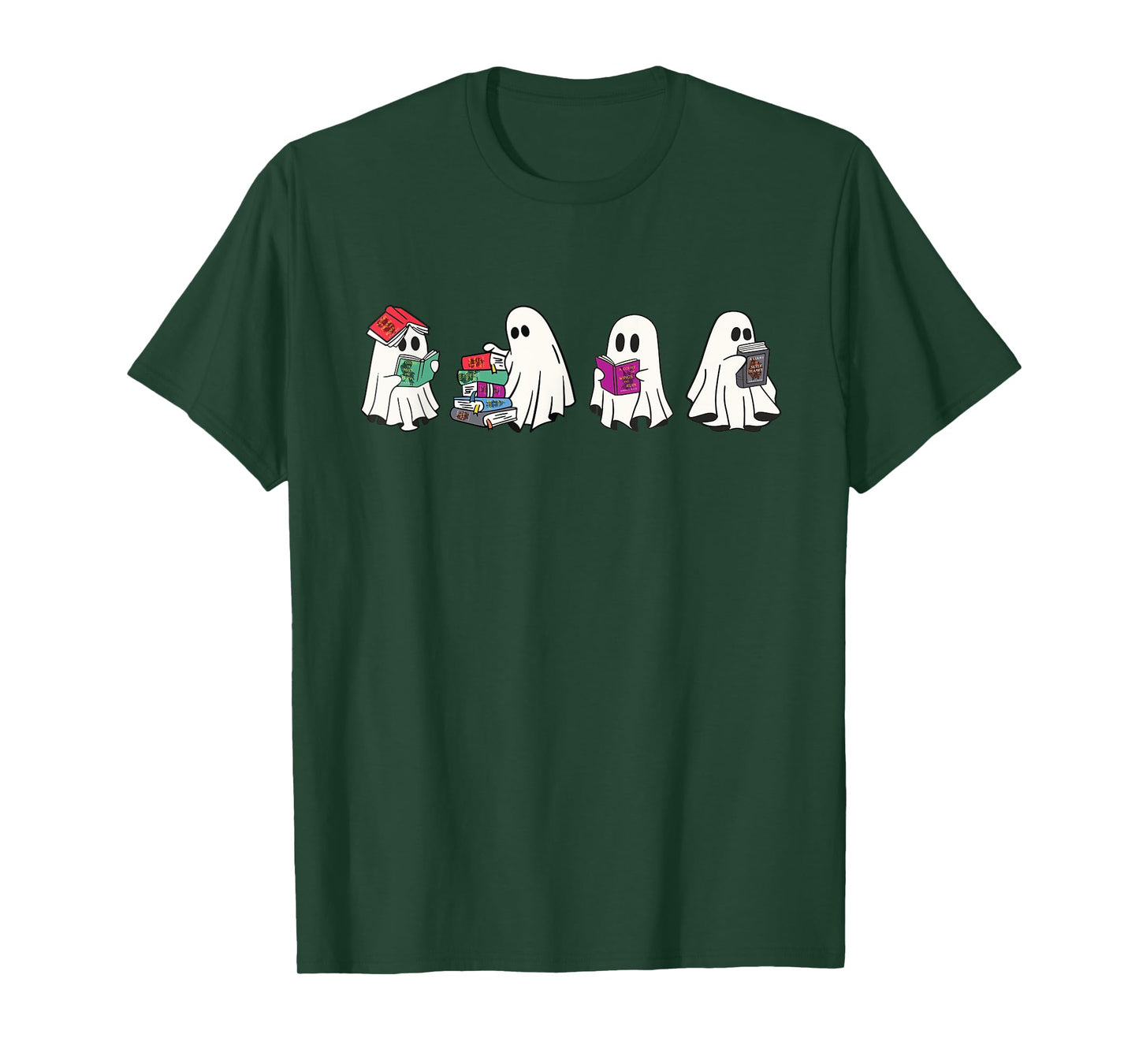 Cute Ghosts Reading Books Lover Spooky Season Halloween T-Shirt