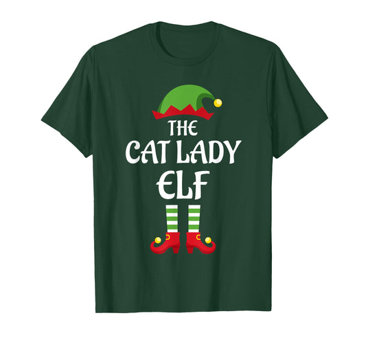Cat Lady Elf Family Matching Group Christmas T-Shirt