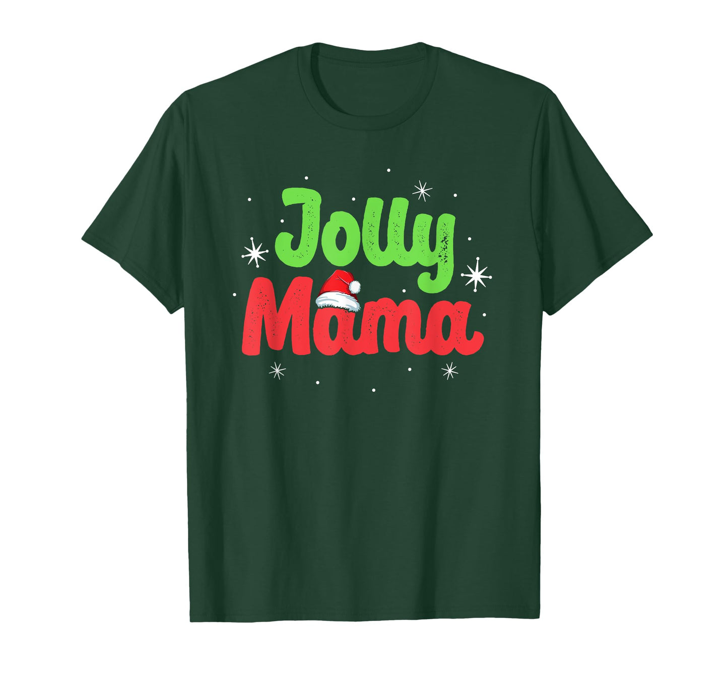 Vintage Jolly Mama Mom Mother Matching Family Christmas T-Shirt