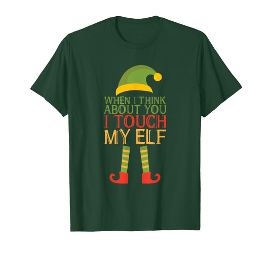 Funny Touch My Elf Festive Christmas Tree Holiday Awake T-Shirt