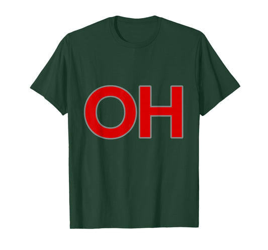 State of Ohio OH-IO Big Print Logo Red Grey T-Shirt