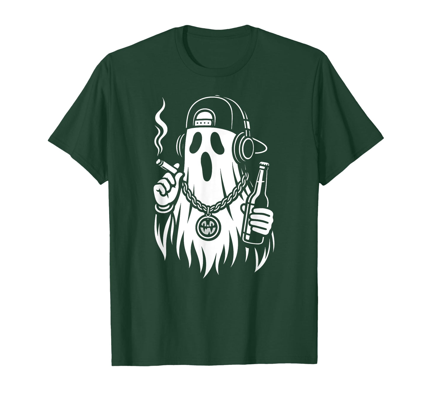 Ghost Halloween Beer Cigarette Hip Hop Men Women T-Shirt