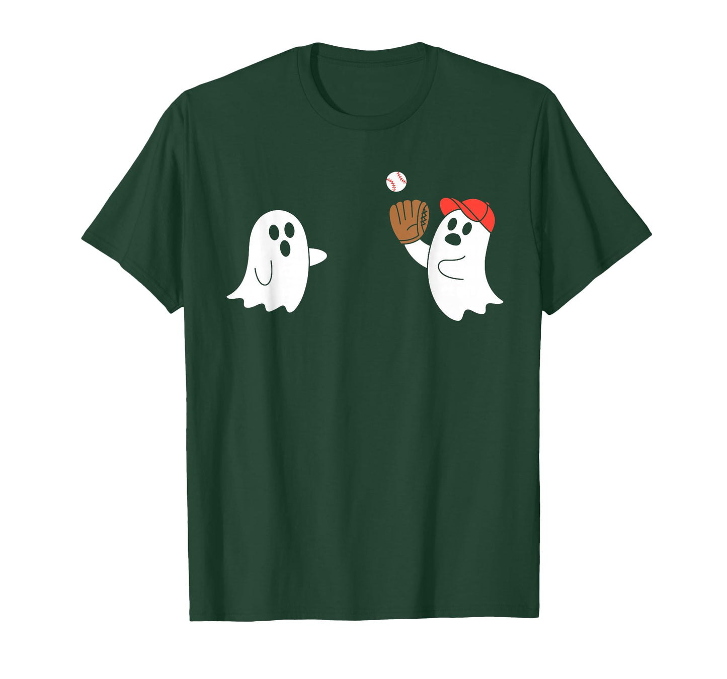 Cute Ghosts Playing Baseball Lovers Spooky Halloween Costume T-Shirt