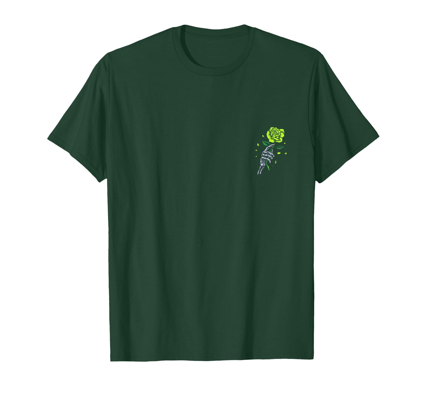 Green Skeletal Last Rose Green Color Graphic T-Shirt