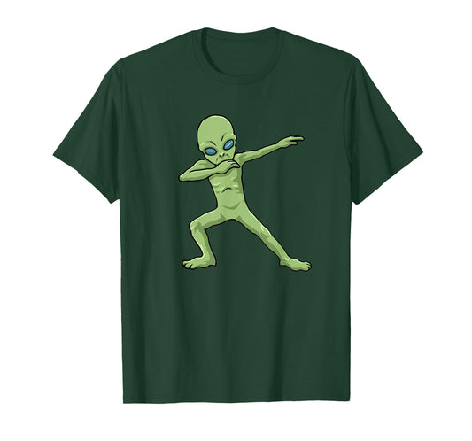 Funny Halloween Clothing Dabbing Alien T-Shirt - Men's Black Short Sleeve Classic Fit Crew Neck T-Shirt - Small