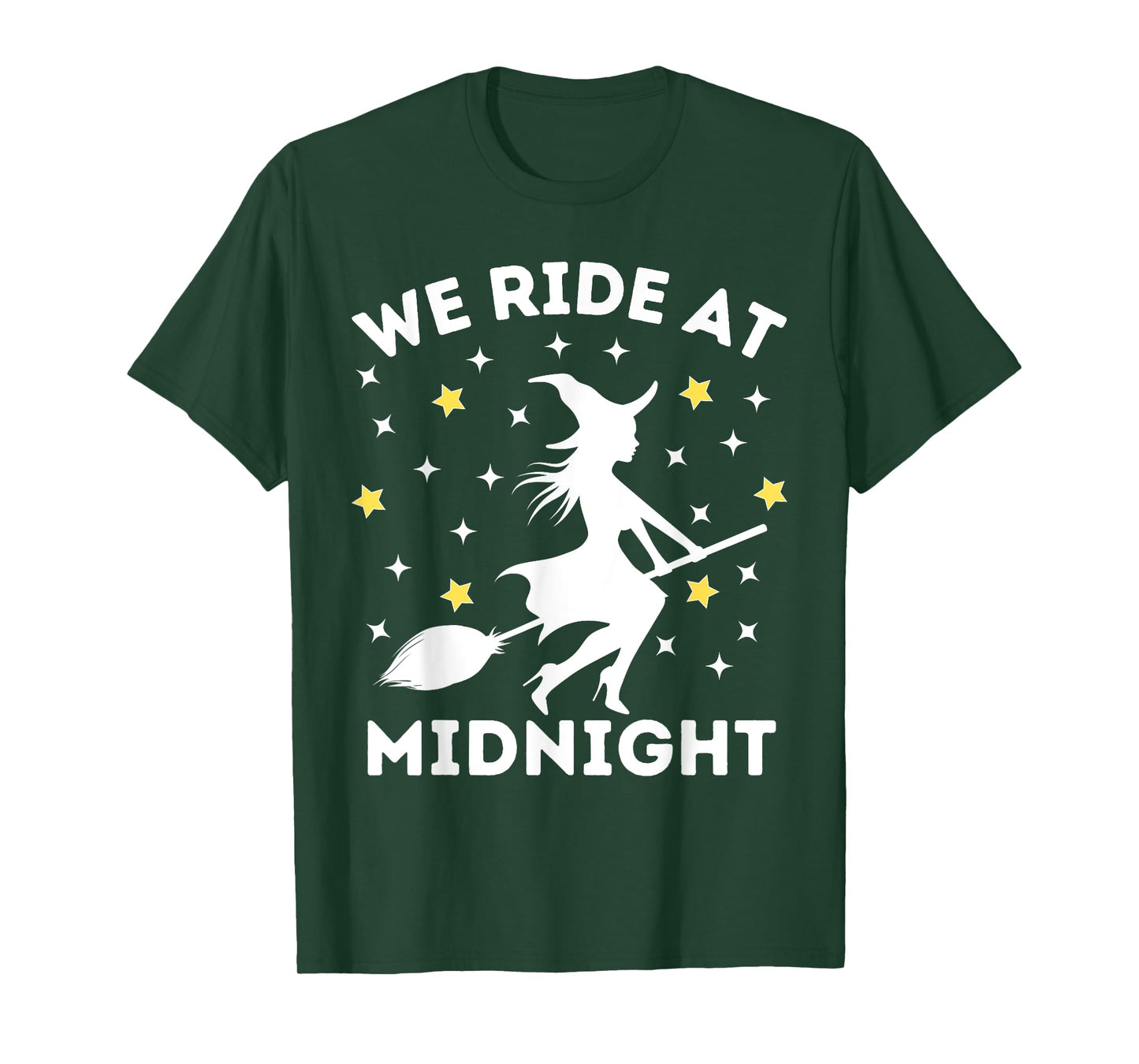We Ride At Midnight Funny Halloween Witch Broom Costume T-Shirt