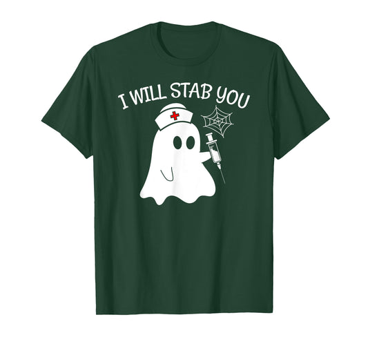 I Will Stab You Ghost Nurse Funny Halloween Apparel Item T-Shirt