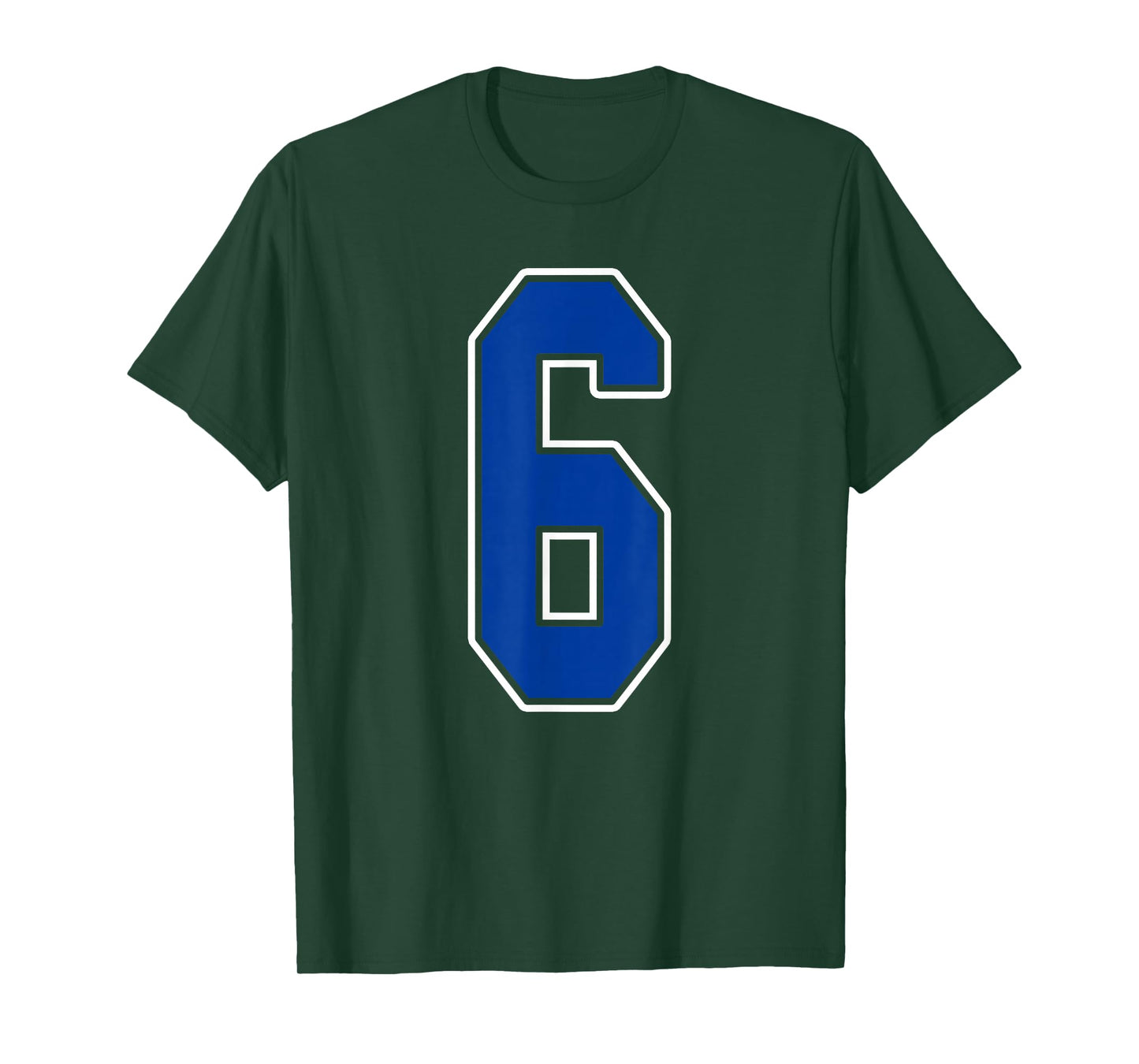 Royal Blue and White Number 6 Jersey Player Uniform #6 Fan T-Shirt