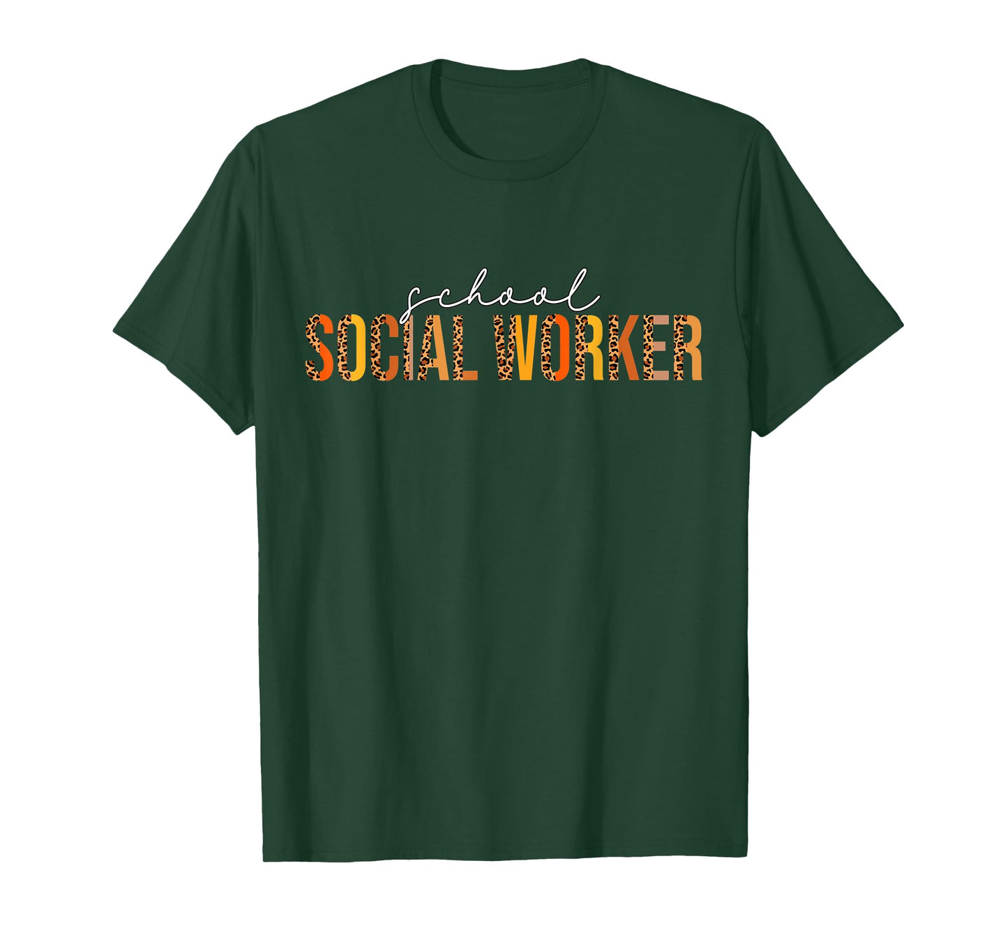 Leopard Fall Autumn Lovers Thanksgiving School Social Worker T-Shirt