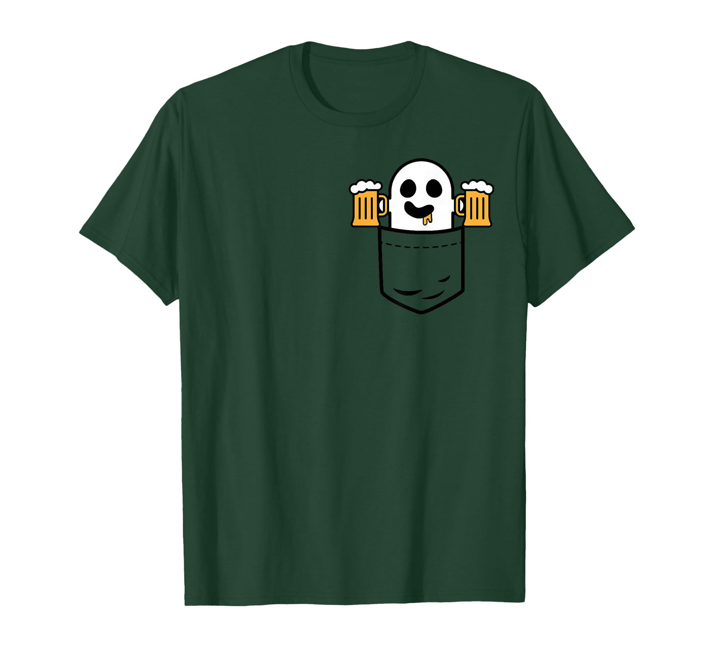 Cute Ghost In Your Pocket Drinking Beer Halloween Costume T-Shirt