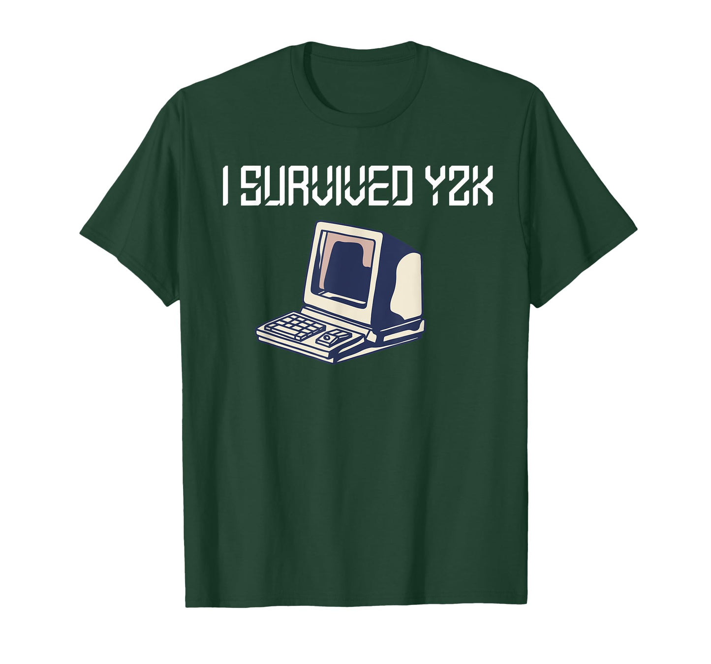 Retro 90s Computer Geek Tech Year 2000 Designs I Survived y2k Bug Millennium Glitch 1999 Funny Black Cotton Polyester T-Shirt