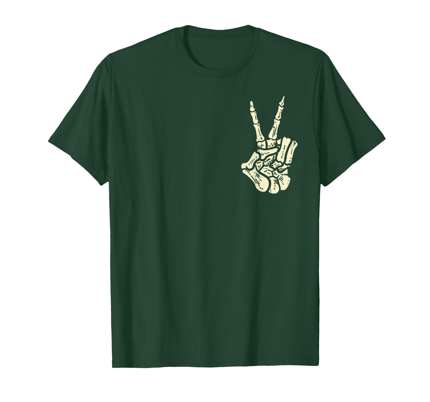 Pocket Skeleton Hand Peace Sign Cool Halloween Hippie T-Shirt