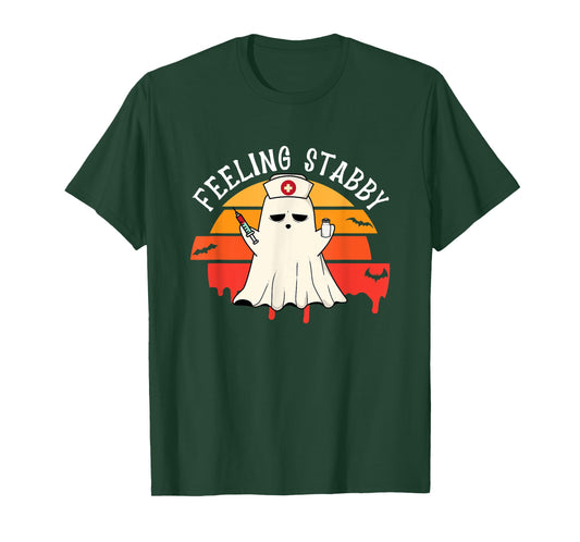 Feeling Stabby Phlebotomy Nurse Ghost Halloween Phlebotomist T-Shirt