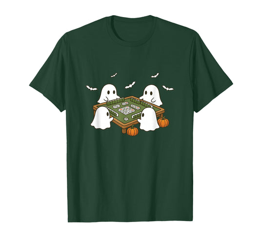 Funny Halloween Costume Ghost Playing Mahjong Spooky Mahjong T-Shirt