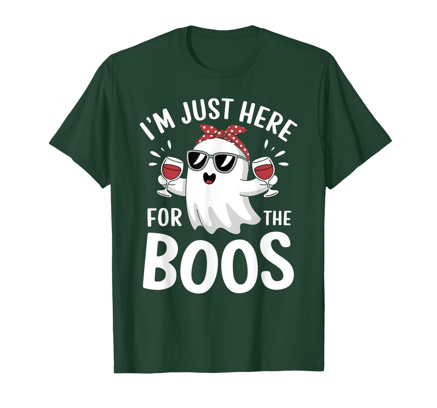 I’m Just Here for the Boos Funny Halloween Drinking Ghost T-Shirt