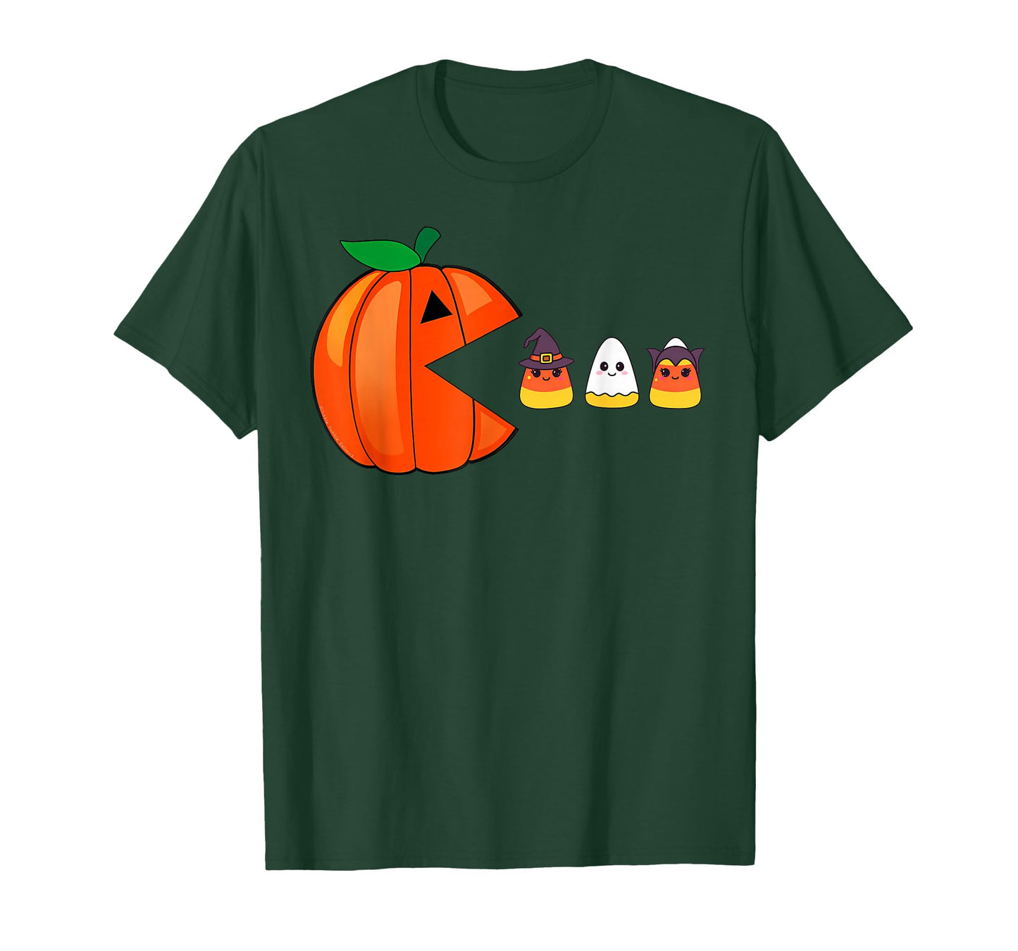 Funny Halloween Pumpkin Eating Candy Corn Women Kids T-Shirt