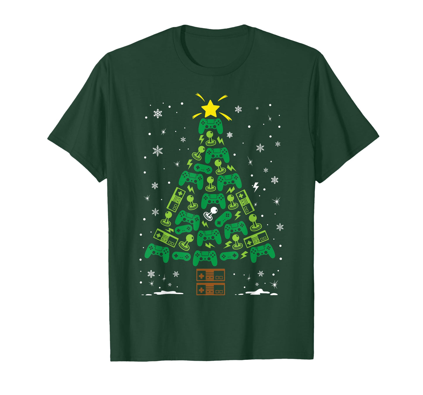 The Holiday Family Christmas Tree Gift Co Gamer Nerd Video Game Lover Family Matching Black T-Shirt