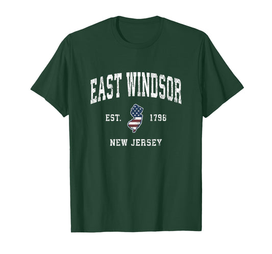 East Windsor New Jersey NJ Vintage American Flag Design T-Shirt
