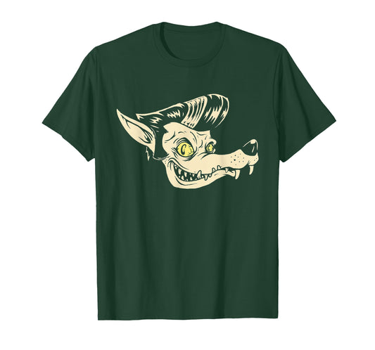 Horror Art - Rockabilly Wolf - Psychobilly Punk Art T-Shirt