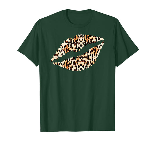 Cool Lips Kiss Me Leopard Cheetah Print T-Shirt T-Shirt