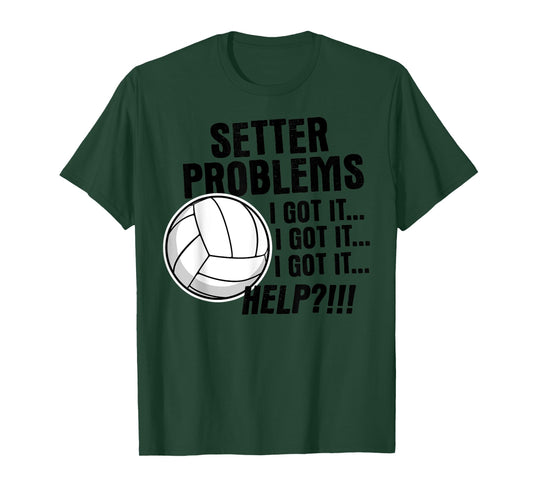 Volleyball Gifts Funny Setter Problems Beach Volleyball T-Shirt for Men Women Girls Kids