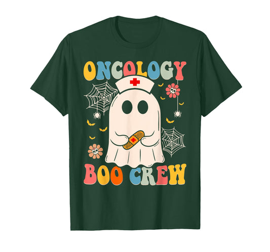 Groovy Oncology Boo Crew Nurse Funny Ghost Halloween Nurse T-Shirt