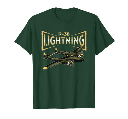 P-38 Lighting WW2 Plane Aircraft Aviation Airplane T-Shirt