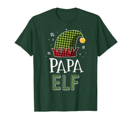 Papa Elf Plaid Christmas Shirt Dad Matching Family Elves T-Shirt