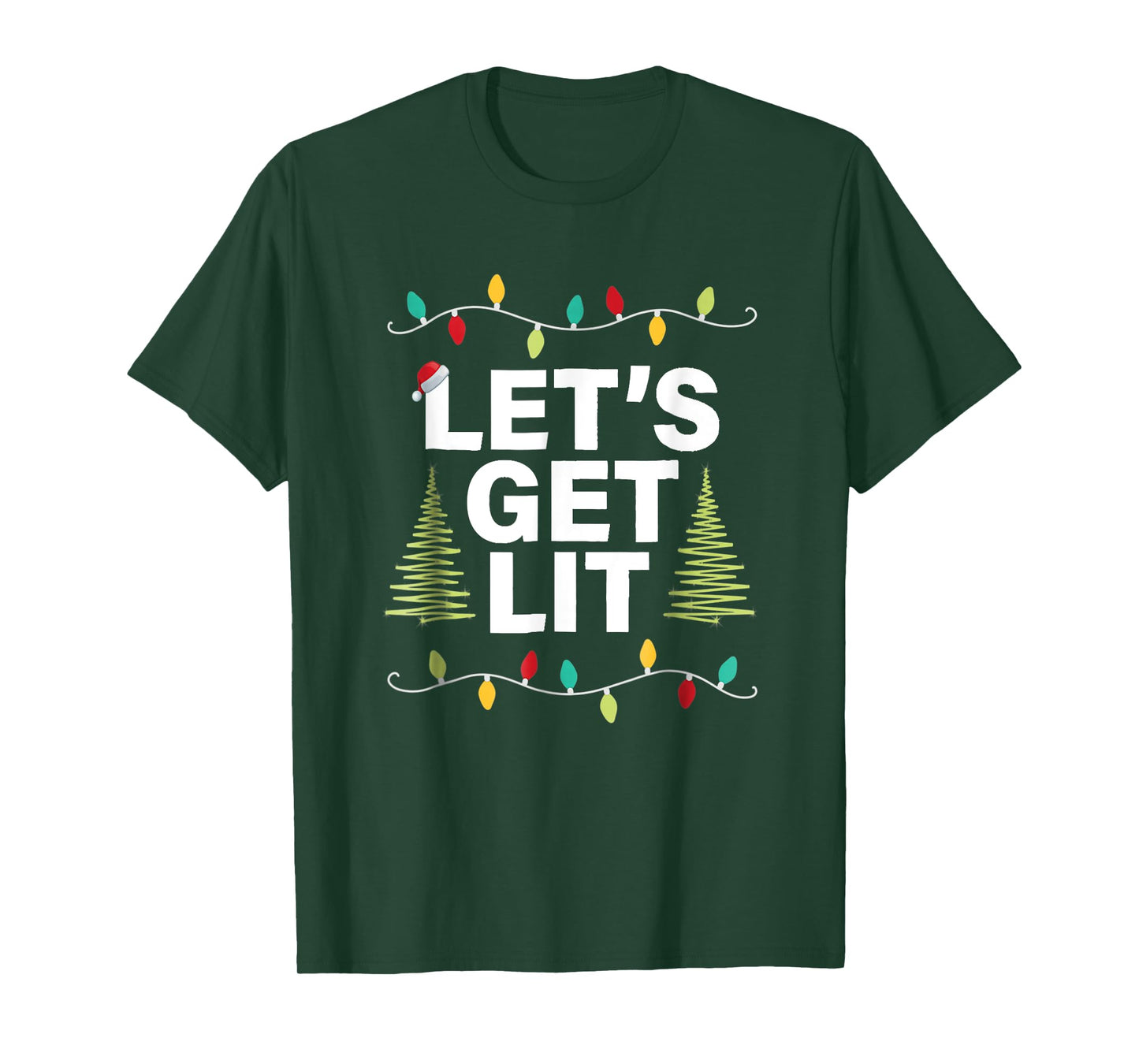 Let's Get Lit Funny Christmas Drinking T-Shirt Xmas Lights T-Shirt