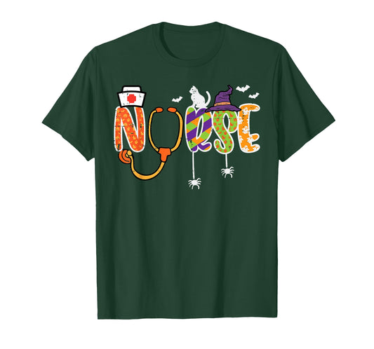 Halloween Nurse Stethoscope Cute Scrub Top Costume Men Women T-Shirt