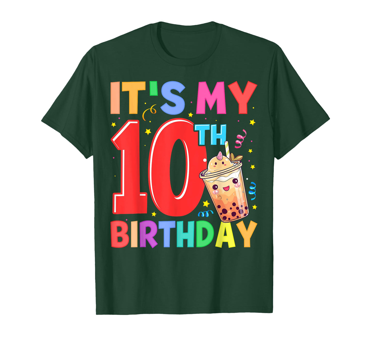 It's My 10th Birthday Bubble Boba Tea Party 10 Year Old Girl T-Shirt