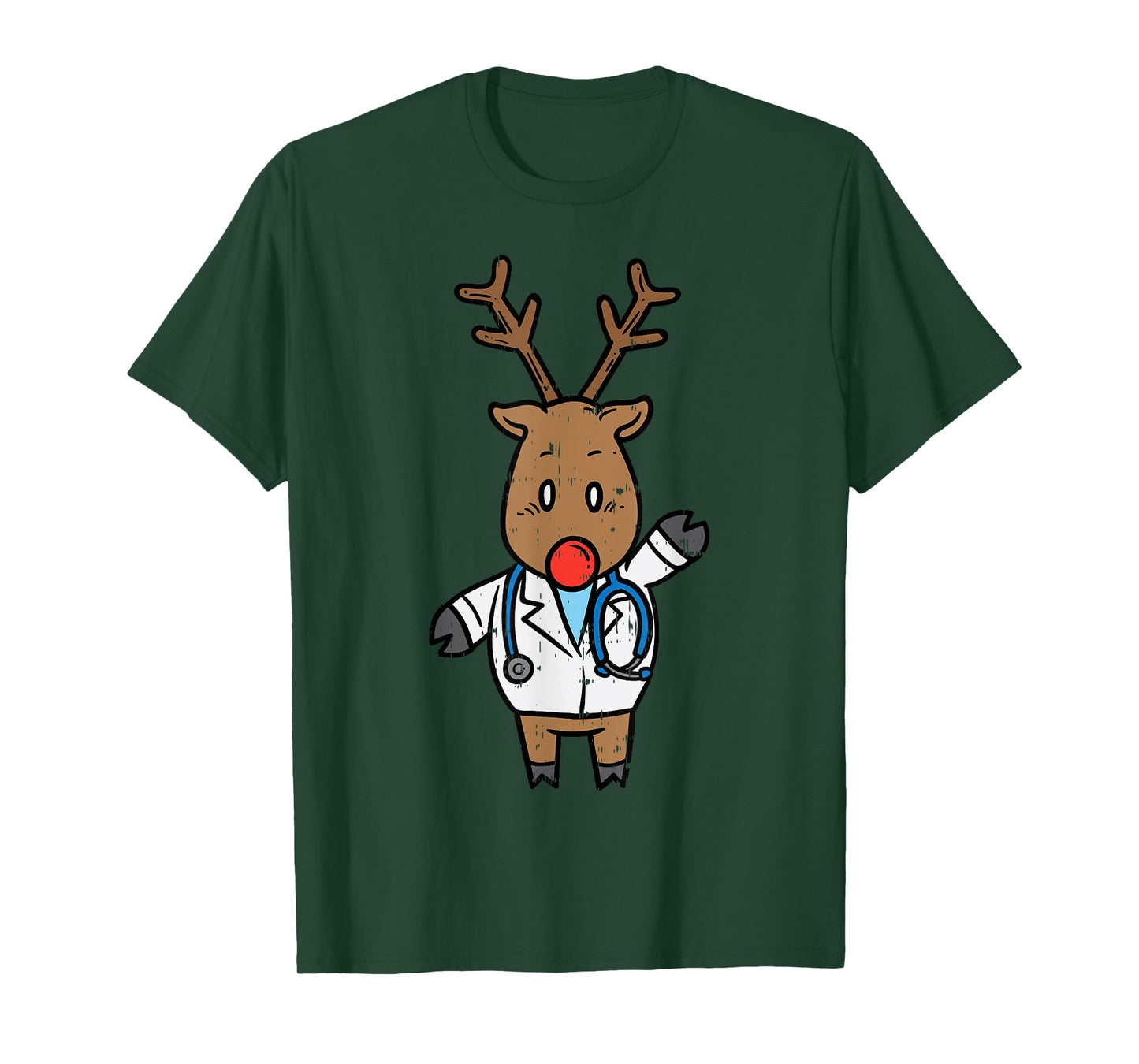 Reindeer Doctor Nurse Stethoscope Medical Christmas PJ T-Shirt