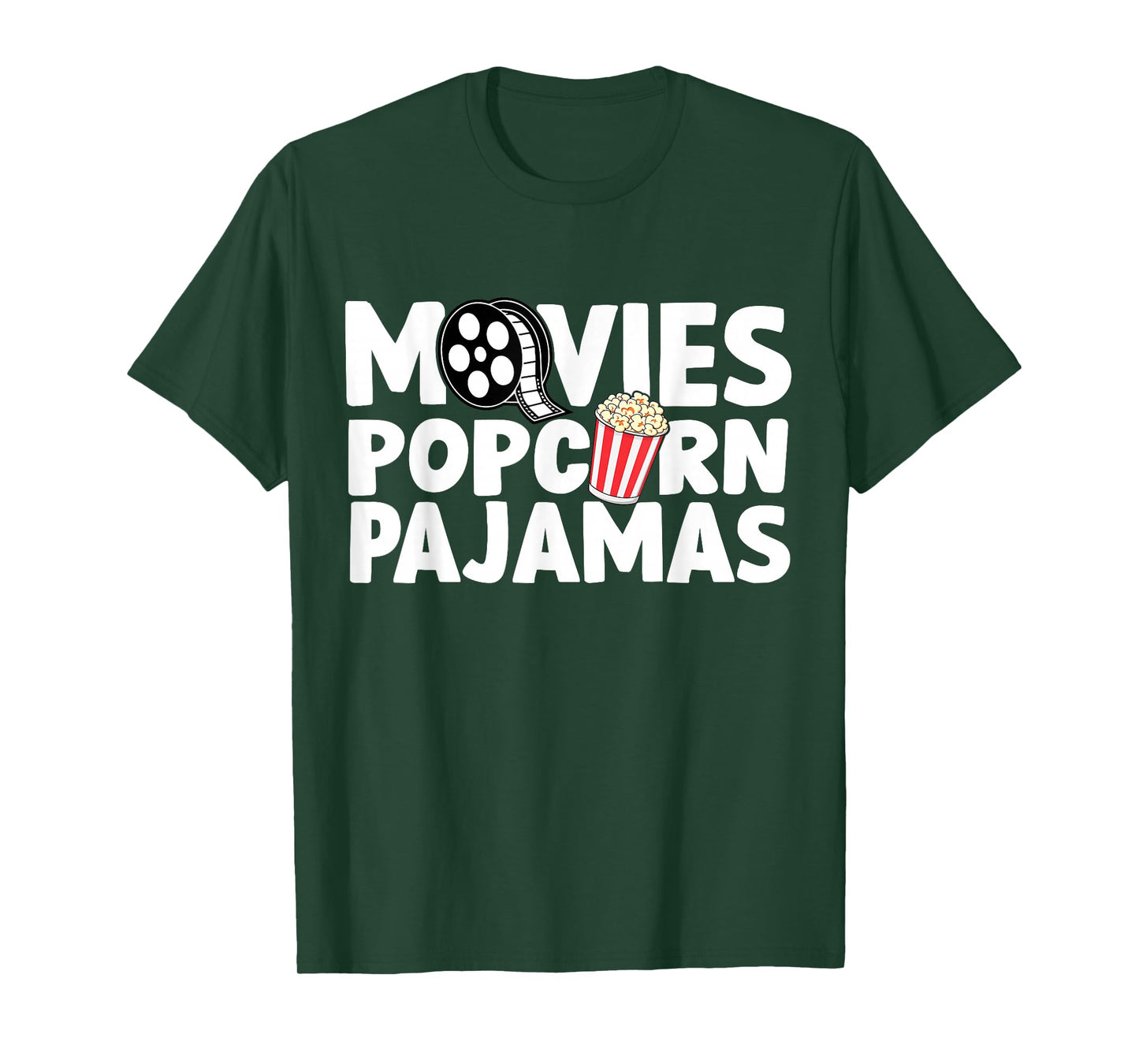 Movies Popcorn and Pajamas Popcorn Movie Night T-Shirt