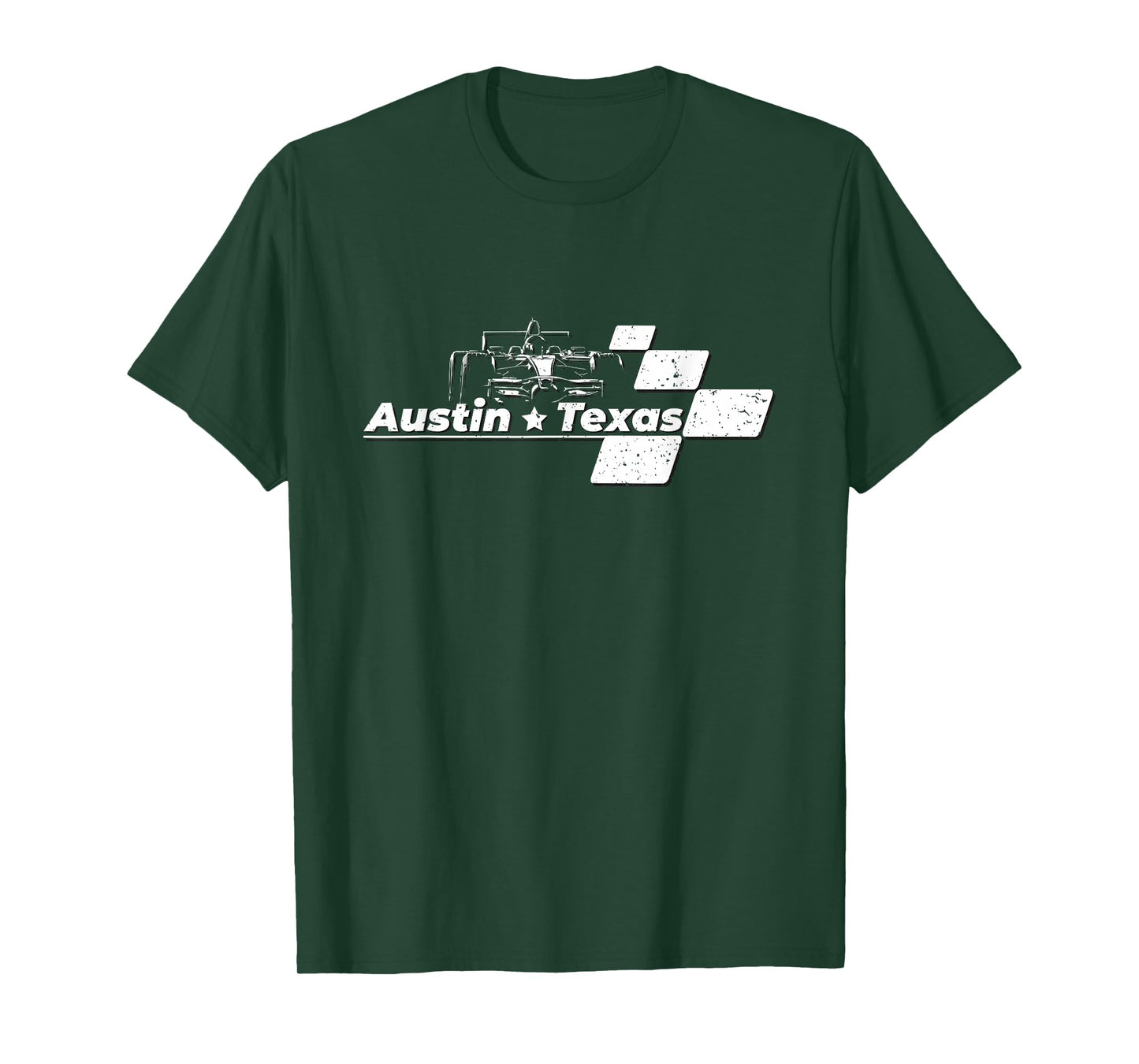 Vintage Checkered Racing Flag Austin Texas Race Car T-Shirt