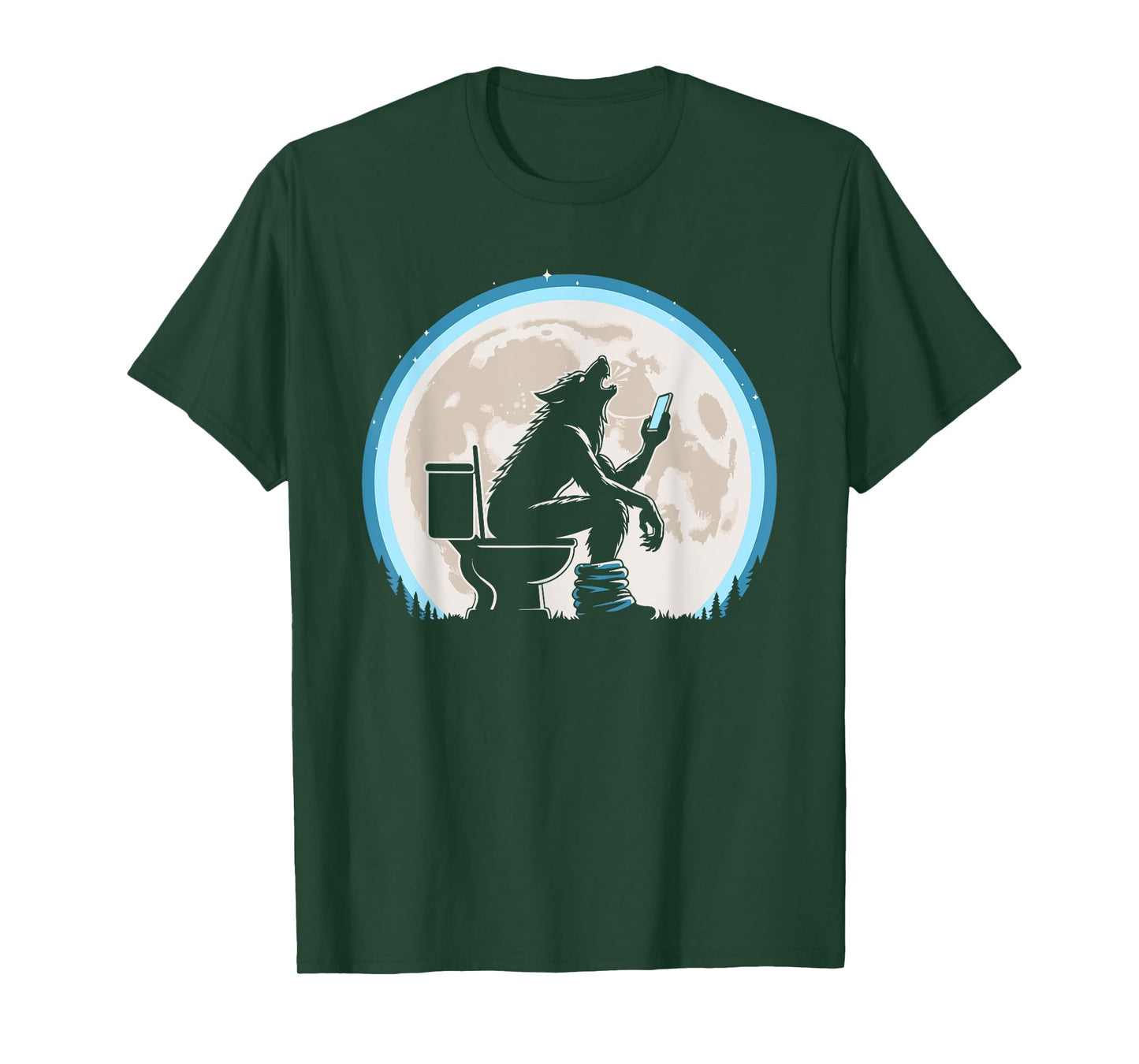 Funny Toilet Humor Werewolf or Wolf Howling at the Full Moon T-Shirt