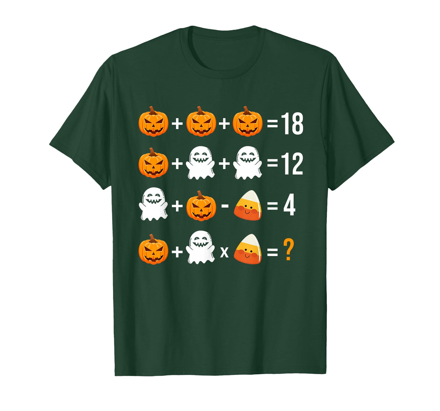 Math Teacher Halloween Equation Pumpkin Ghost Candy corn T-Shirt