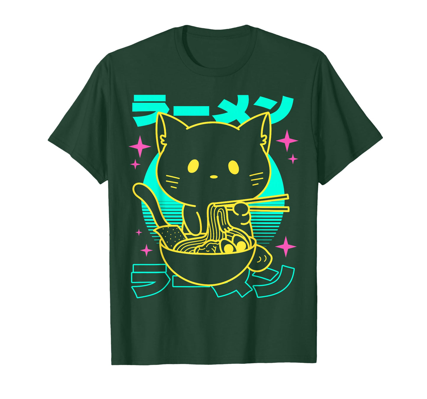 Anime Ramen Cat Japanese Retro Noodles Aesthetic Kawaii Cat T-Shirt