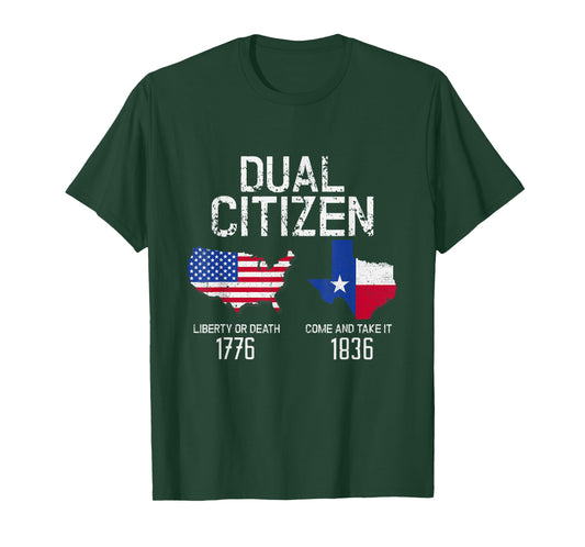 Dual Citizen Texas Pride Born and Raise USA TX Map Flag T-Shirt