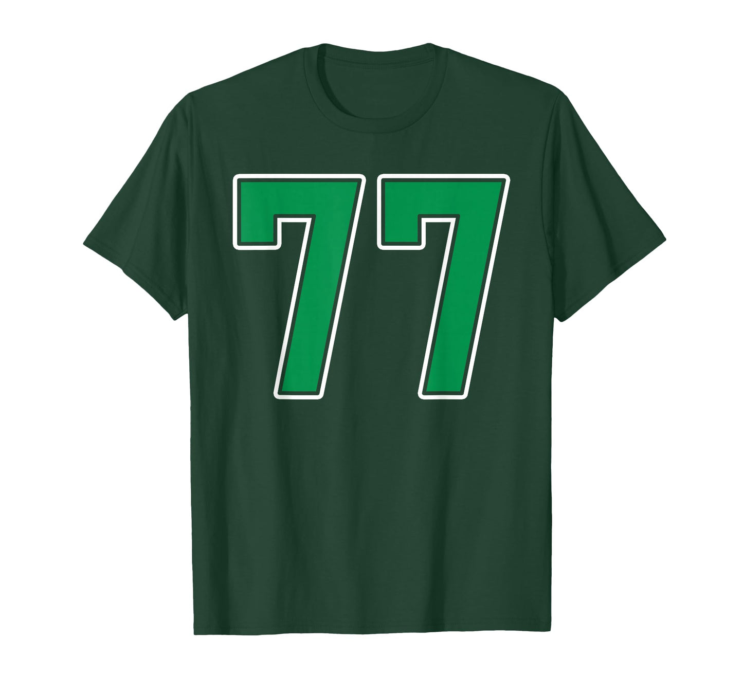Kelly Green White Number 77 Jersey Player Uniform #77 T-Shirt