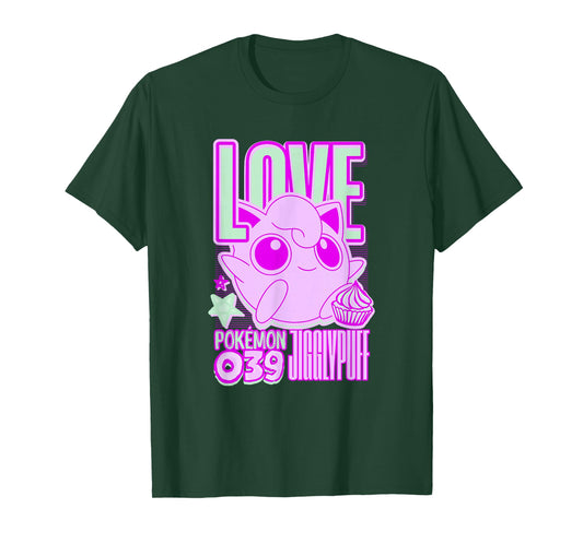 Pokémon Jigglypuff Love Neon Pink Cute Pocket Monster T-Shirt