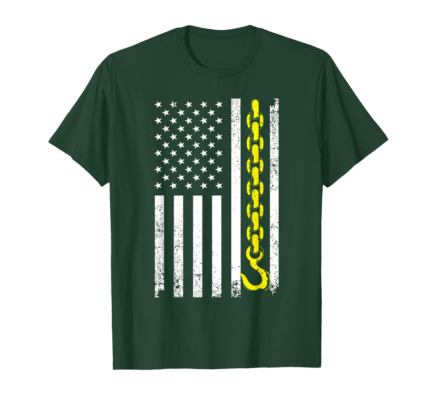 Funny Tow Truck Gift Men Women Cool US Flag Trucking Driver T-Shirt