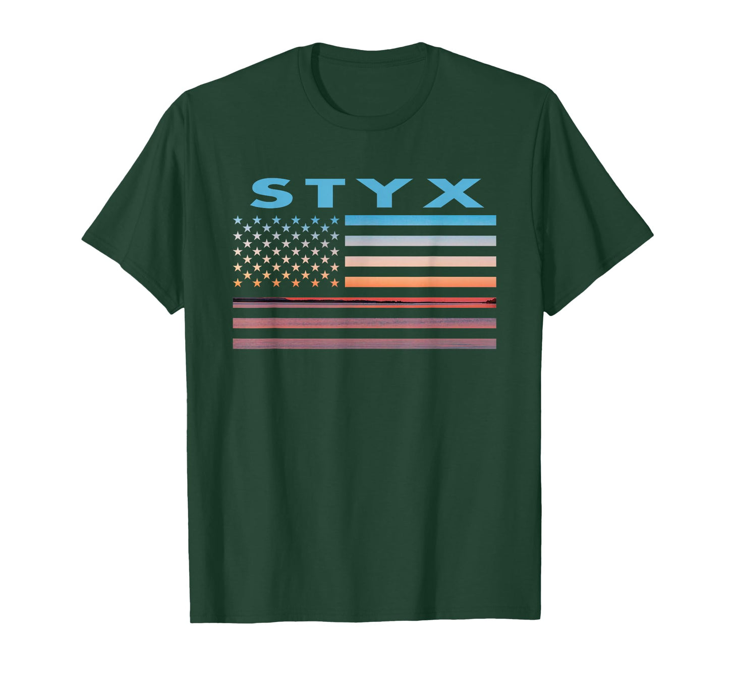 Vintage Sunset American Flag Styx, Texas T-Shirt